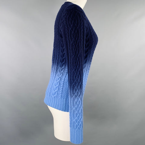 RALPH LAUREN Size S Navy Blue Cashmere Ombre Cable Knit Pullover