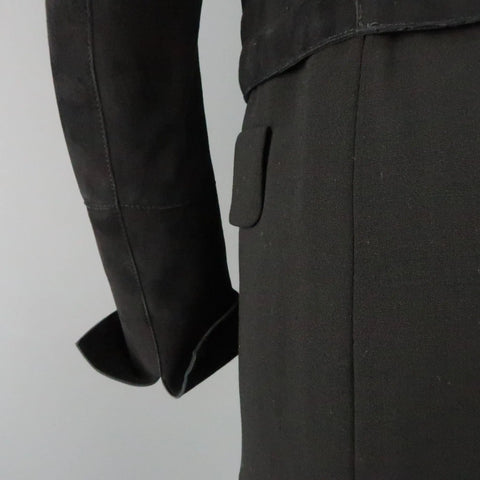 AKRIS Size 10 Black Suede & Wool Zip Off Sport Coat Jacket AKRIS