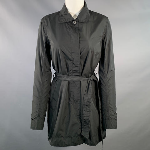 JAMES PERSE Size S Black Polyester Hidden Buttons Belted Jacket