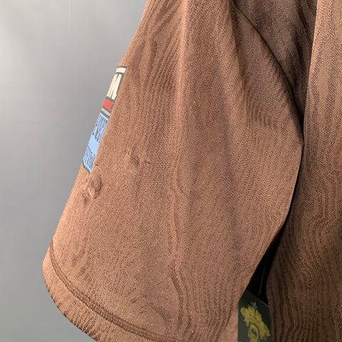MARTINE ROSE Size XL Brown Multi Color Print Polyester Jersey Polo