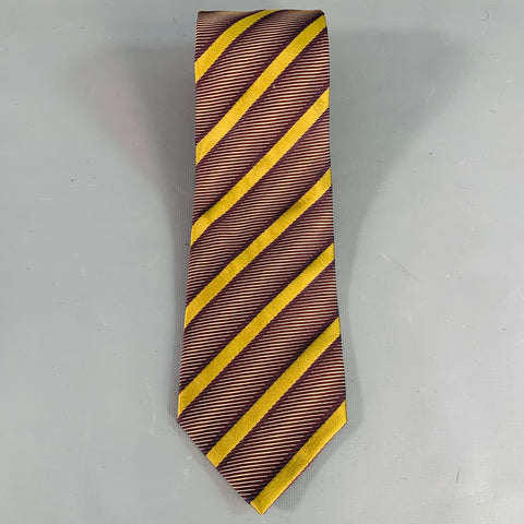 LUCIANO BARBERA Purple Olive Diagonal Stripe Jacquard Silk Tie