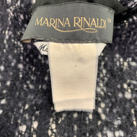 MARINA RINALDI Taille M Manteau réversible en tweed de mélange de laine noire et blanche