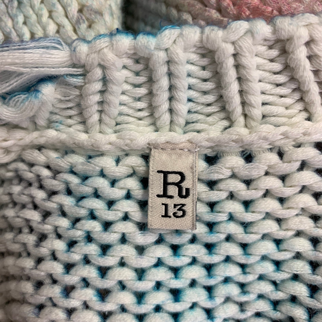 R13 Size XS SS23 Multi-Color Cotton Tie Dye Oversized Distressed Cardigan