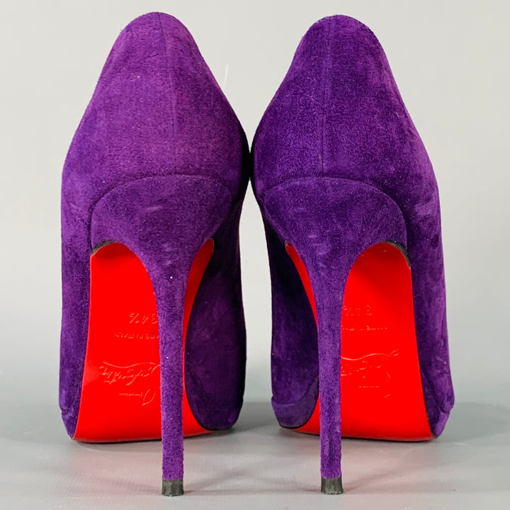 CHRISTIAN LOUBOUTIN Size 4.5 Purple Suede Platform Pumps