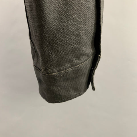 JOHN VARVATOS Size 44 Black Linen Cotton Zip Up Jacket