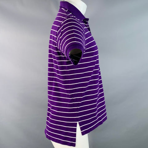 POLO by RALPH LAUREN Size M Purple White Stripe Pima Cotton Blend Polo