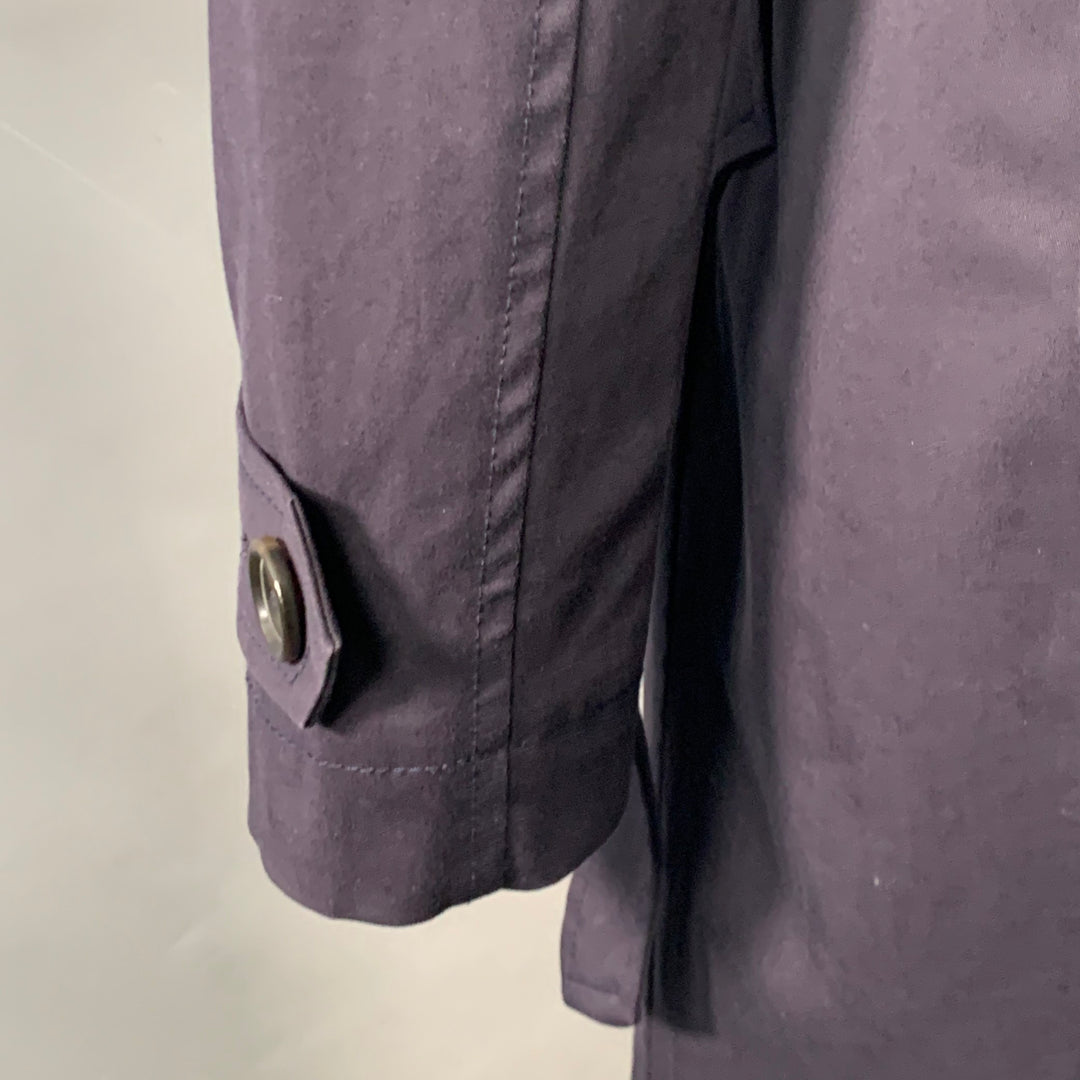 BARNEY'S CO-OP Size 2 Navy Cotton Blend Double Breasted Belted Coat