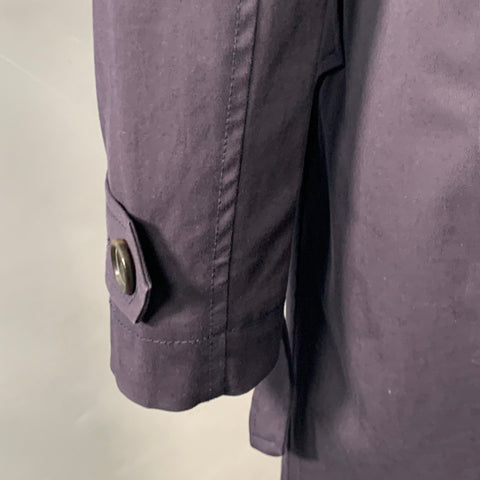 BARNEY'S CO-OP Size 2 Navy Cotton Blend Double Breasted Belted Coat