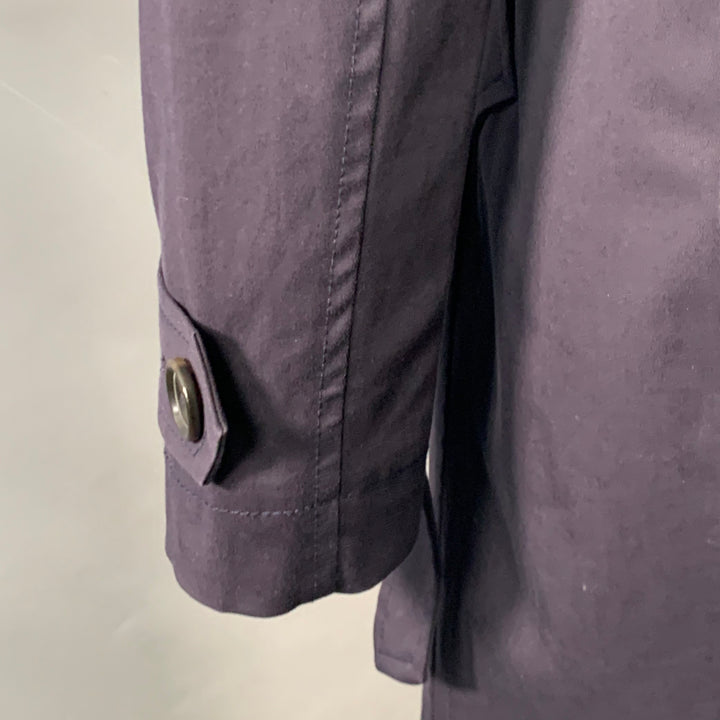 BARNEY'S CO-OP Size 2 Navy Cotton Blend Double Breasted Belted Coat