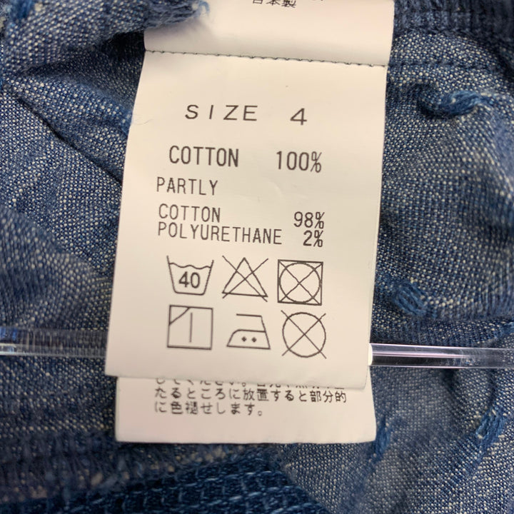 FDMTL Size XL Indigo Mixed Fabrics Cotton Patch Pockets Long Sleeve Shirt