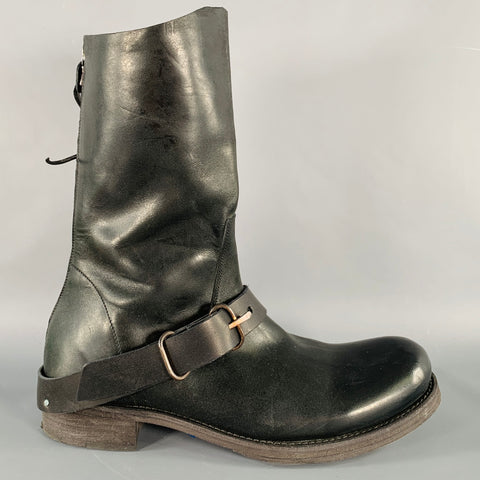 M.A+ Size 11 Black Leather Horsehide Buckle Boots