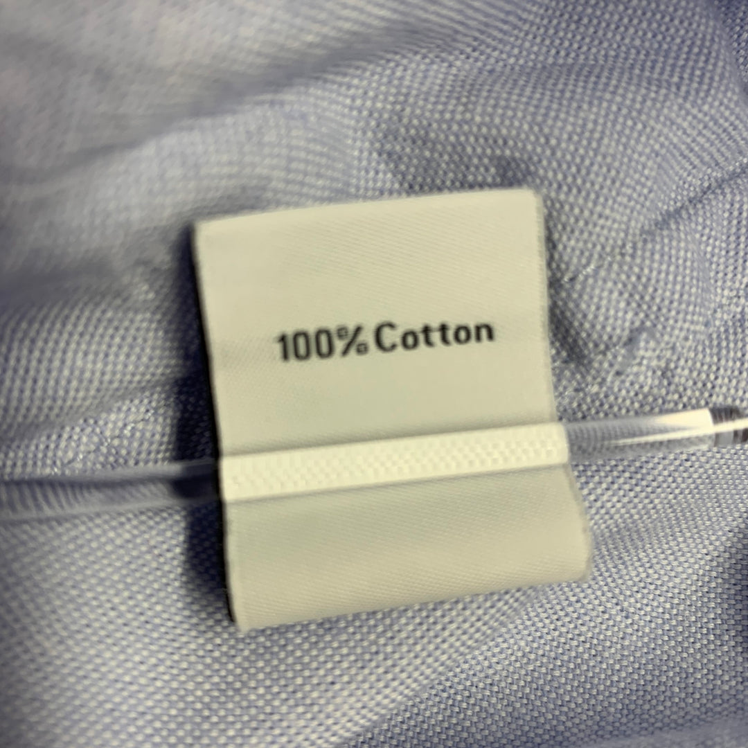 K.NGSLEY Size L Blue Woven Cotton Hidden Placket Long Sleeve Shirt