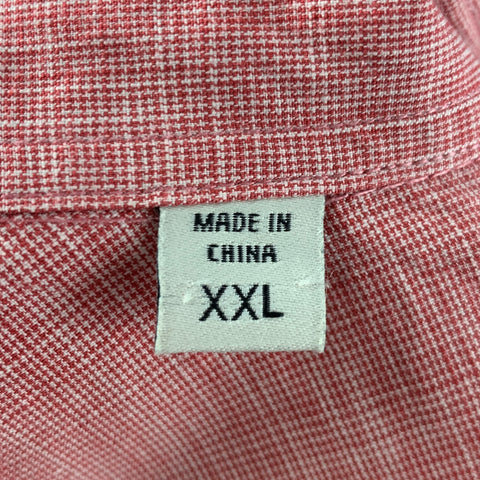 COASTAORO Size XXL Red White Checkered Cotton Short Sleeve Shirt