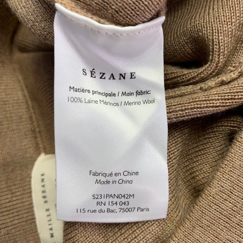 LA MAILLE SEZANE Size S Beige Merino Wool Knit Pleated Wide Leg Casual Pants