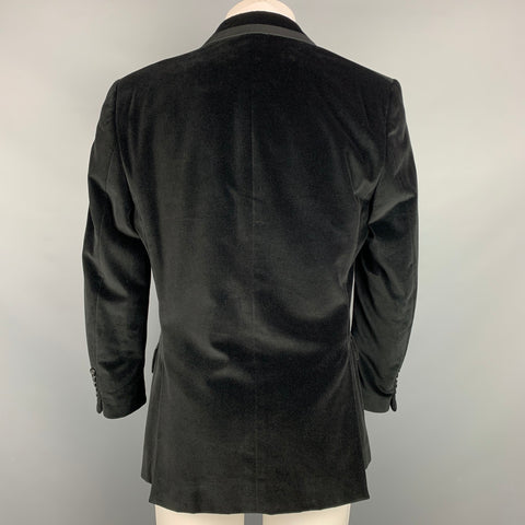 GAZZARRINI Taille 42 Manteau de sport à revers en coton velours noir