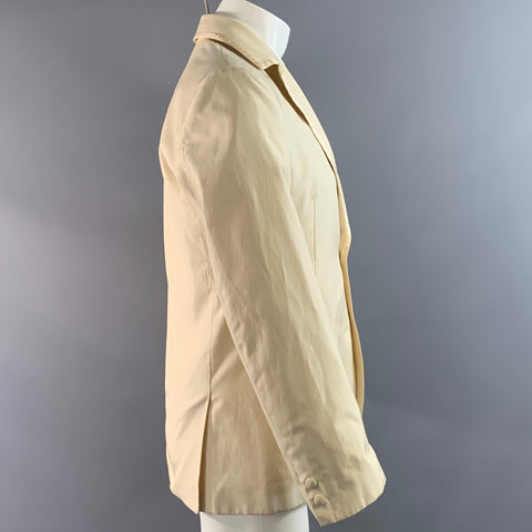 MIU MIU Chest Size 38 Cream 98339 Solid Cotton/polyester Notch Lapel Sport Coat