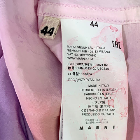MARNI Size XS Purple Orange Tie Dye Viscose Ruffle Oversized Long Sleeve Shirt