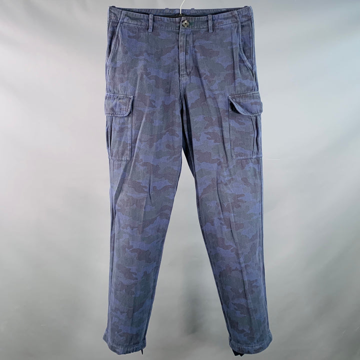 PS by PAUL SMITH Size 30 Blue Grey Camouflage Cargo Zip Fly Casual Pants