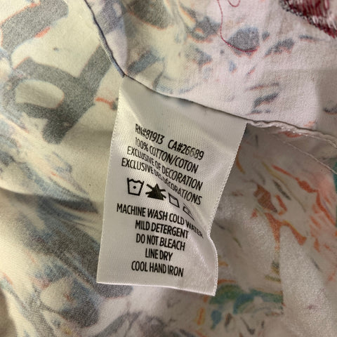 ROBERT GRAHAM Size XL White Multi Color Abstract Cotton Long Sleeve Shirt