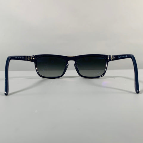 PERSOL Blue Silver Acetate Rectangle Sunglasses
