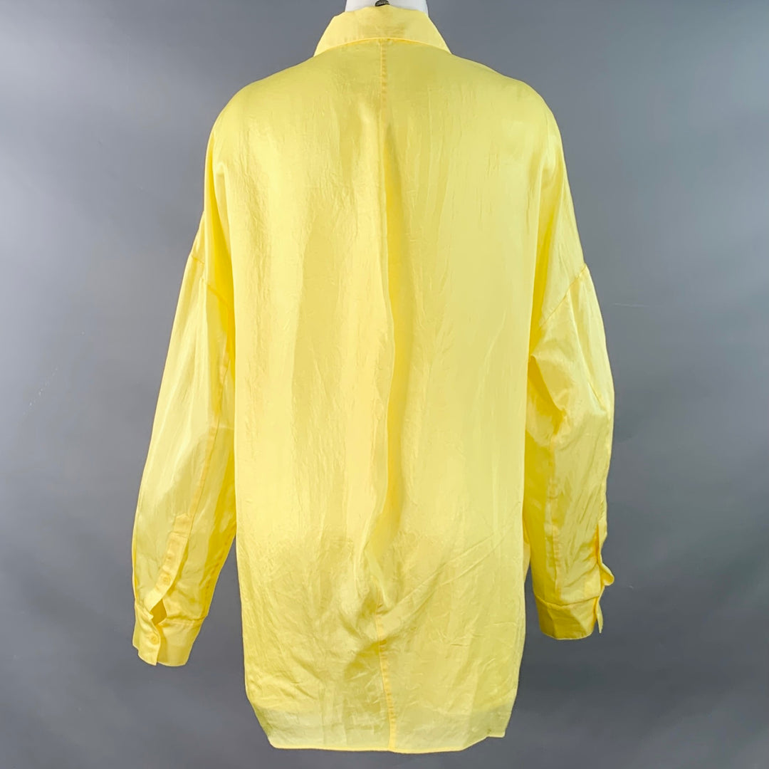 TIBI Size M Yellow Acetate Oversized Button Up Shirt