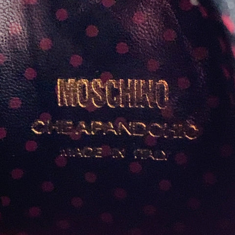 MOSCHINO Size 7 Burgundy Bow Patent Leather Zip Up Boots