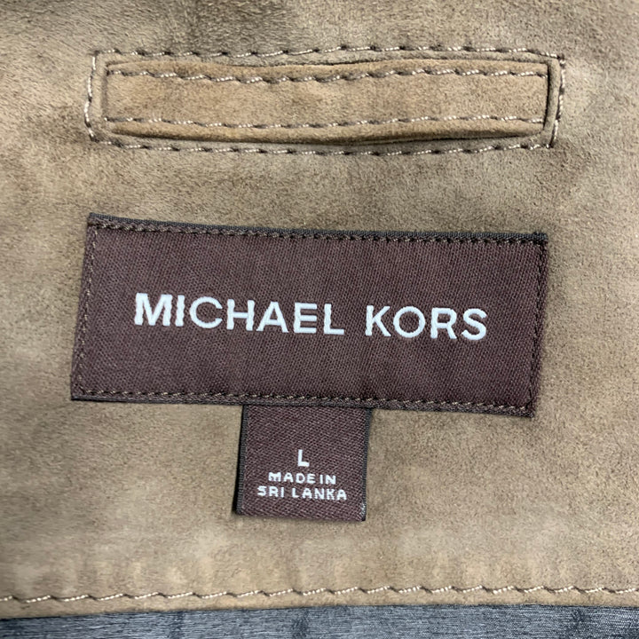 MICHAEL KORS Size L Brown Quilted Goat Skin Suede Zip Up Vest