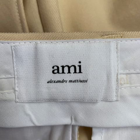 AMI by ALEXANDRE MATTIUSSI Size 34 Cream Twill Virgin Wool Straight Dress Pants