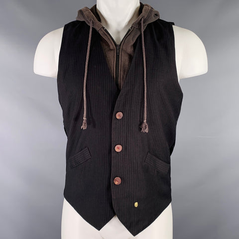 COHESIVE & CO. Size M Black Grey Pinstripe Cotton Vest