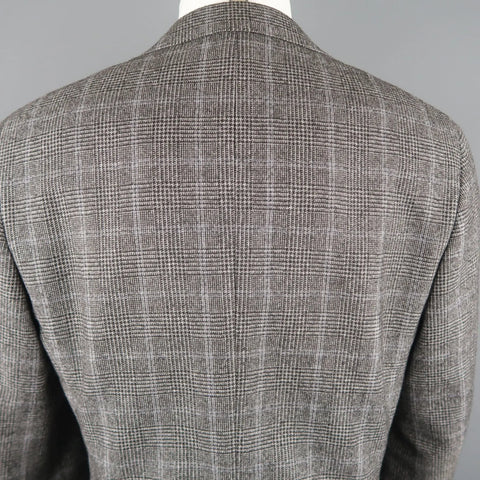 CANALI Size 40 Grey Black Glenplaid Wool Cotton Sport Coat CANALI