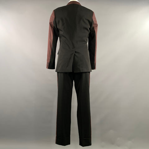 PAUL SMITH Chest Size 38 Black Red & Blue Plaid Wool Notch Lapel 32 31 Suit
