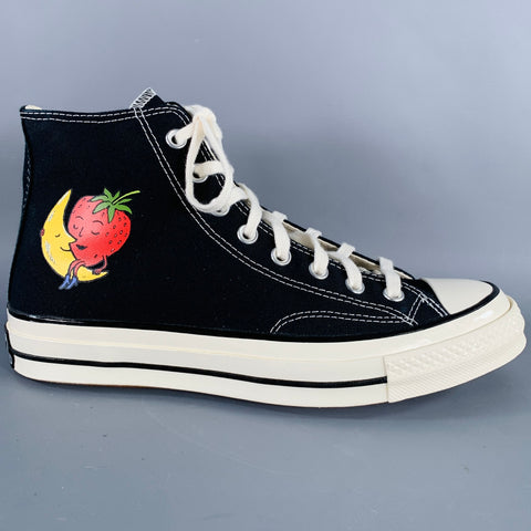SKY HIGH FARM Size 8.5 Black Multi-Color Cartoon Canvas High Top Sneakers