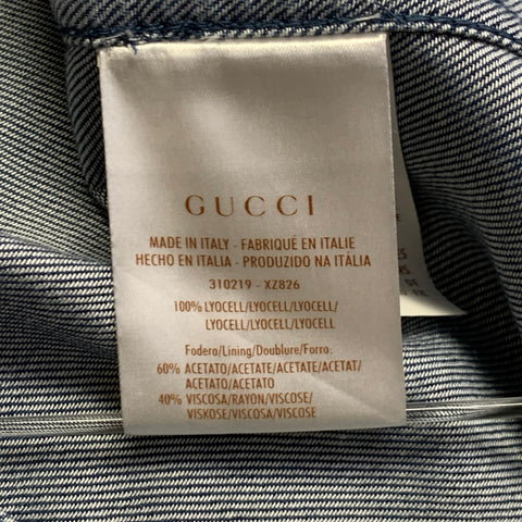 GUCCI Size 2 Blue Lyocell Twill Notch Lapel Single Button Jacket Blazer