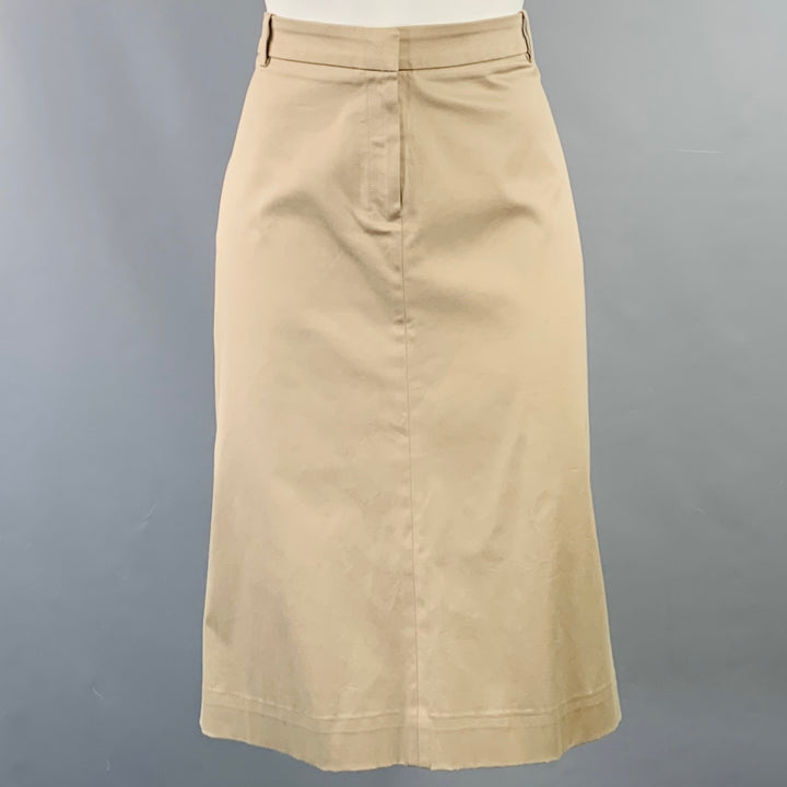 JIL SANDER Size M Beige Khaki Cotton Blend Midi Pencil Skirt