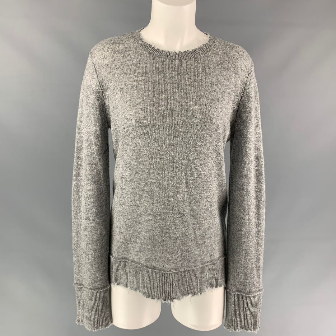 R13 Size S Grey Heather Distressed Cashmere Sweater