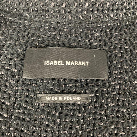 ISABEL MARANT Size 4 Black Tweed Open Front Fringe Jacket