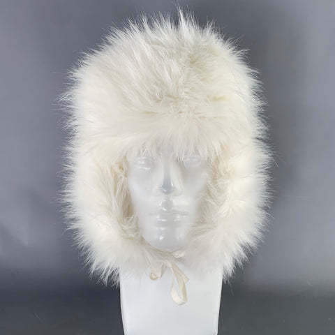 HOUSE OF FLUFF White Textured Faux Fur Acrylic Blend Hats