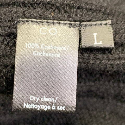 CO Size L Black Cashmere Cable Knit Oversized Cardigan
