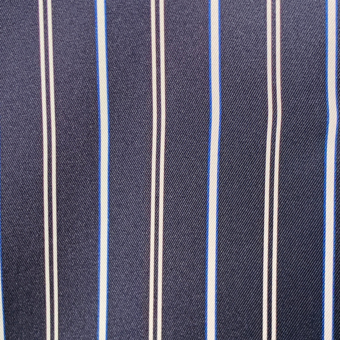 REISS Size S Svenson Navy White Stripe Polyester Regular Fit Camp Short Sleeve Shirt