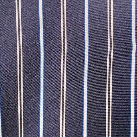 REISS Size S Svenson Navy White Stripe Polyester Regular Fit Camp Short Sleeve Shirt
