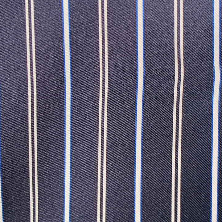 REISS Size S Svenson Navy White Stripe Polyester Regular Fit Camp Short Sleeve Shirt