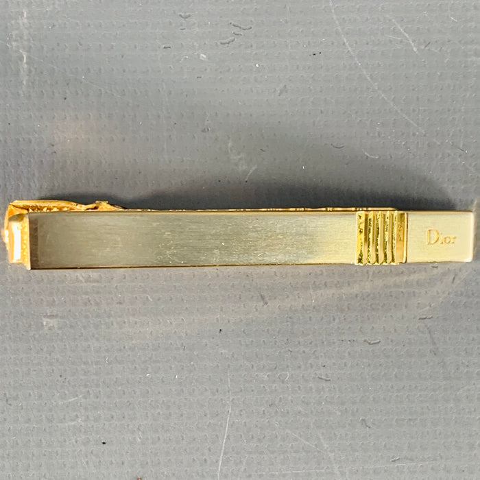 Pince à cravate Christian Dior vintage en métal doré et argenté