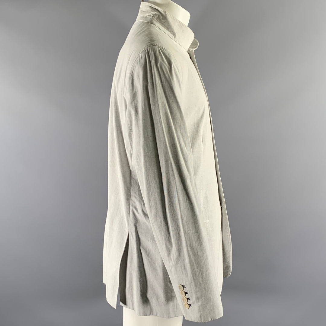 SHANGHAI TANG Size L Grey Cotton Nehru Collar Jacket