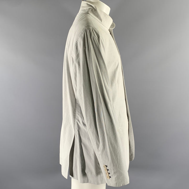 SHANGHAI TANG Size L Grey Cotton Nehru Collar Jacket