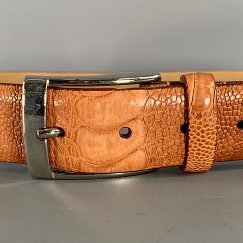 BERGDORF GOODMAN Size 38 Tan Nubuck Ostrich Belt