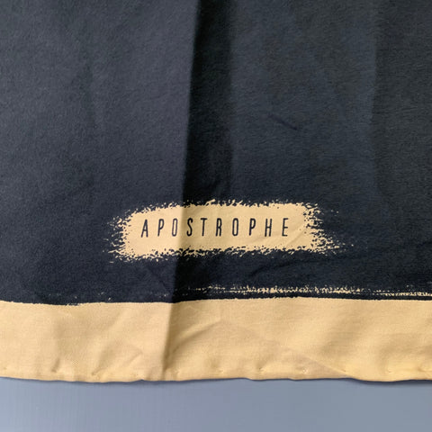 APOSTROPHE Tan Black Silk Brushstroke Scarf Shawl