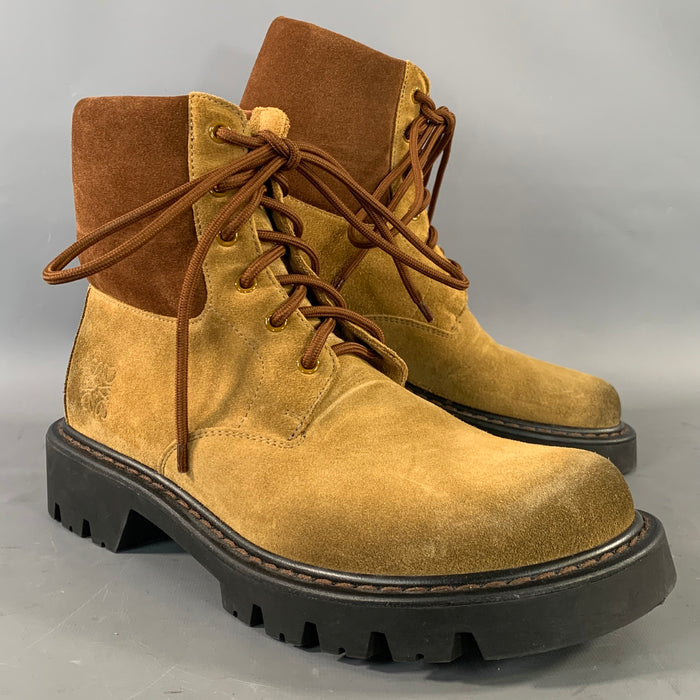 LOEWE Size 9 Brown Camel Suede Lace Up Boots