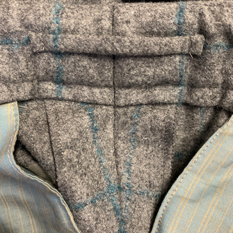Pantalon de costume INCOTEX taille 32, motif fenêtre, laine plissée, coupe ajustée, gris sarcelle