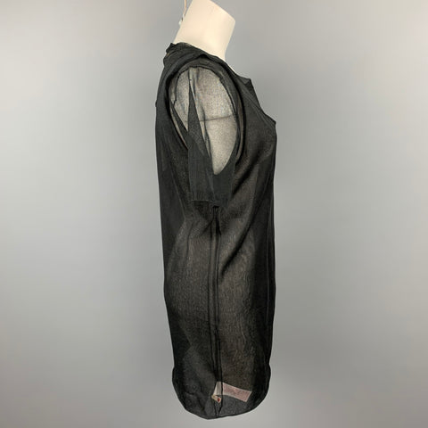 MARNI Size 6 Black See Through Silk Layered Tank Casual Top