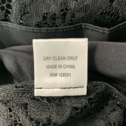 PRABAL GURUNG Size 4 Black Lace Nylon & Cotton Bow Blouse